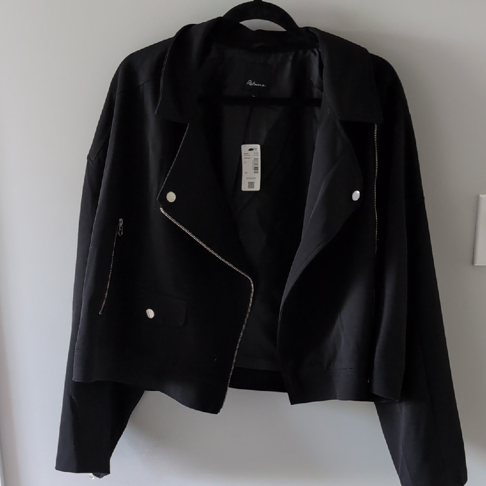 Reitmans Black Moto Jacket with Asymmetrical Zipper